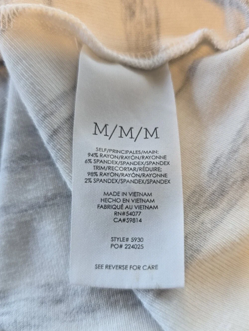 Cabi ATC Habit Tee Heather Gray White Stripe Long Sleeve Oversized Top M